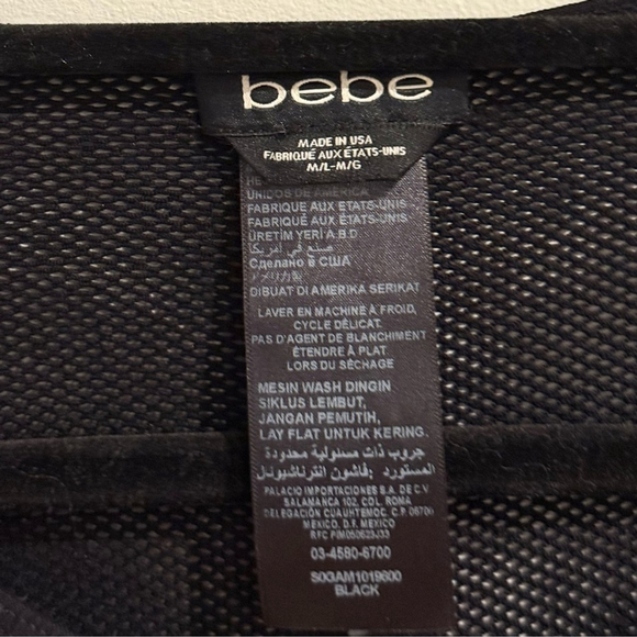 Y2K Bebe Black Bodycon Mesh Long Sleeve Mini Dress - Picture 4 of 4